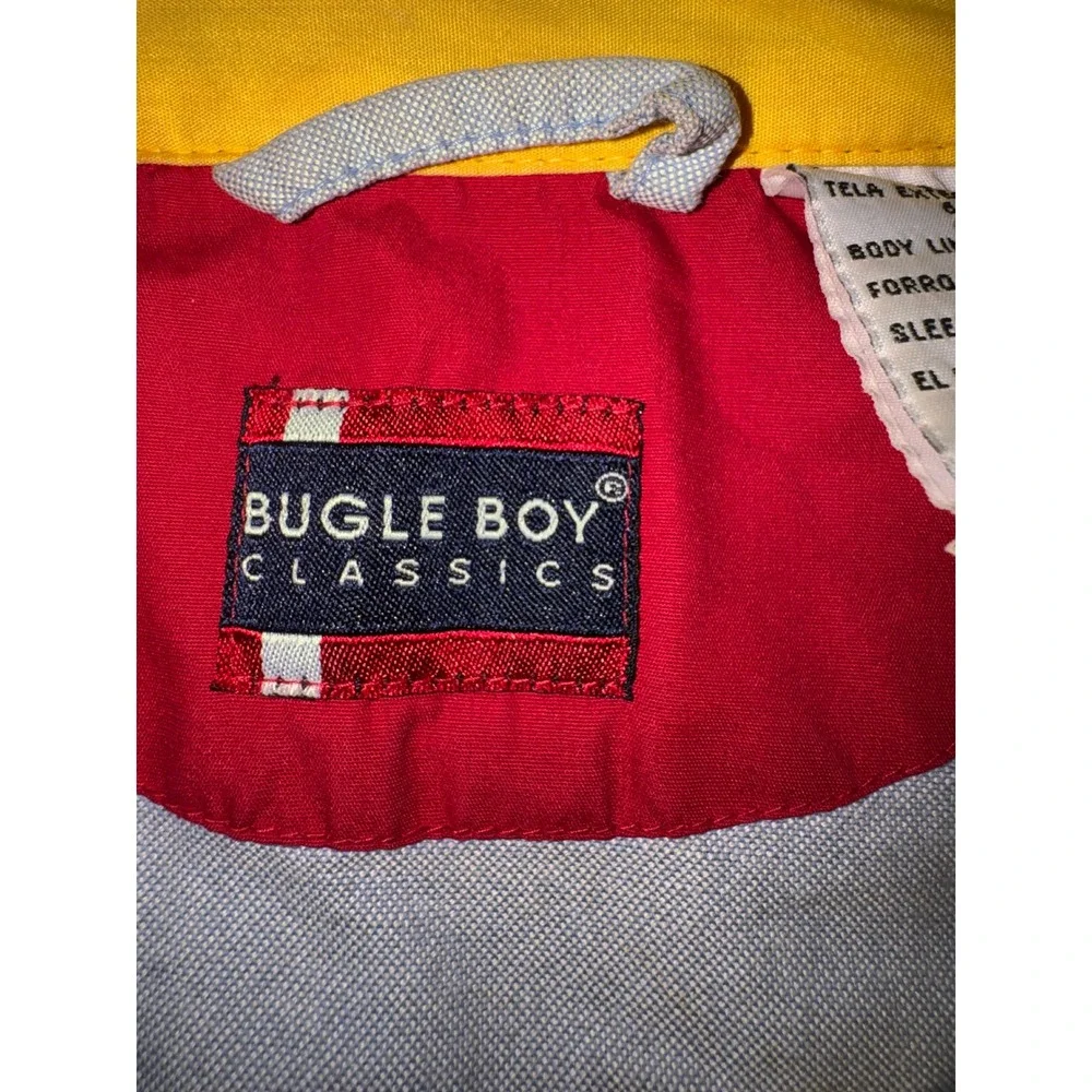 Bugle Boy‎ Classics Mens L Navy Yellow Red Zip Up Windbreaker Jacket